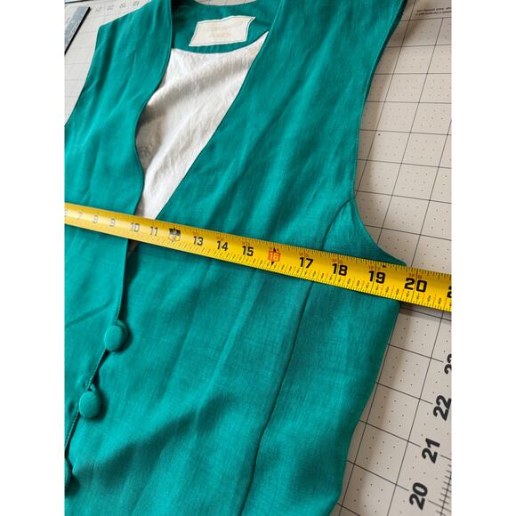 90s Minimalist Power: Vintage Teal Longline Vest by The Dressmaker Fashion - Picture 6 of 9